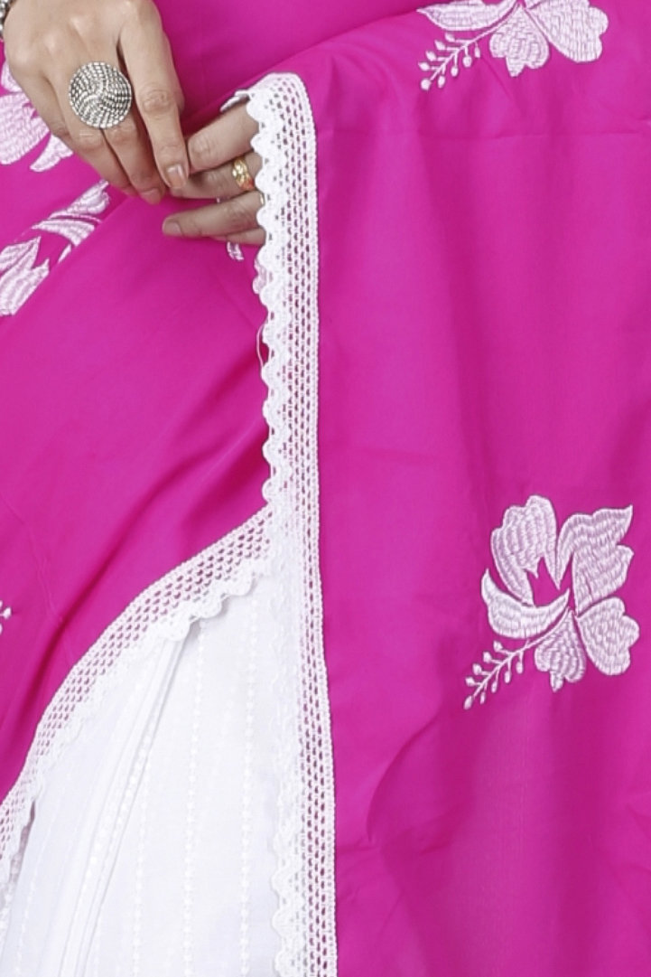 Pink White Pure Cotton Teru Hand Loom Saree (1258)